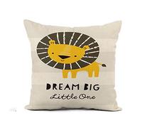 Federe Cuscino Nursery Cute Lion Dream Big Little One Scandinavian Black Copricuscini Resistenti Fodera per Cuscino per Camera da Letto Divano 45x45 CM