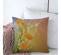 Federe Cuscino Pastel Nature Yellow Lilies Texture Plant Flowers Season Color Spring Green Creative Design Flower Copricuscini Bifacciale Federa per Auto 45X45 CM