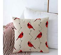 Federe Cuscino Pattern Bird with Drawing Color Abstract Red Winter Cardinal Branches Textures Protettore per Cuscino Bifacciale Federa per Sedia 45X45 CM