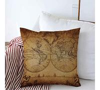 Federe Cuscino Pattern Texture Vintage Decoupage Manuscript Map World Page Europe Aged Science Collage Protettore per Cuscino Moderna Cuscino Copricuscini per Auto 45X45 CM