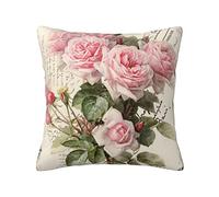 Federe Cuscino Pink Blooming Romantic Roses Vintage Natural Flower Bouquet Art Design Cuscino Copricuscini Lavabile Copricuscini Moderna Federe Cuscini per Divano Ufficio Sedia 45X45 CM