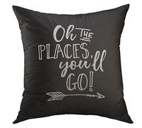 Federe Cuscino Quote Boys Oh The Places You Ll Go Black Boys Protettore per Cuscino Bifacciale Copri Cuscini per Giardino 45X45 Cm