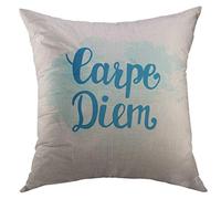 Federe Cuscino Quote Brush Carpe Diem Inspirational Hand Lettering On Digital Watercolor Seize The Day in Latin Vintage Federe Cuscini Lavabile Protettore per Cuscino per Letto 45X45 Cm