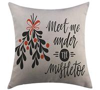Federe Cuscino Quote Meet Me Under The Mistletoe Christmas Themed Modern Phrase Charcoal Grey And Vermilion Protettore per Cuscino Bifacciale Cuscino Copricuscini per Letto 45X45 Cm