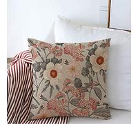 Federe Cuscino Red Artwork Blooming Wildflowers Botany Classic Style Monochrome Realistic Nature Retro Vintage Cuscino Copricuscini Moderna Federe Cuscini per Sedia 45X45 CM