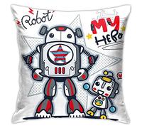 Federe Cuscino Robot Father And Son My Hero Cartoon Design Copri Cuscini Arte Federe Cuscini Decorazione Protettore per Cuscino per Ufficio Auto Letto 45X45 CM