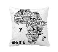 Federe Cuscino South Africa Map Travel Guide African Morocco Lion Fodere Copricuscino Arredo Casa Copricuscini per Regalo Camera da Letto 45x45 CM
