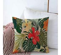 Federe Cuscino Summer Colorful Hawaiian Pattern Flower Tropical Tile California Nature Textures Plants Vacation Federe Cuscini Moderna Copri Cuscini per Camera 45X45 CM