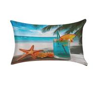 Federe Cuscino Tropical Cocktail with Starfish Copricuscino Arredo Casa Federe Cuscini Resistenti Fodera per Cuscino per Soggiorno Campeggio Sull'Erba Divano S