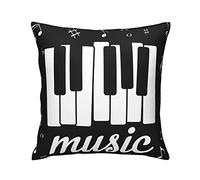 Federe Cuscino Watercolor Piano Musical Notes Music Theme Black Background Painting Copricuscini Moderna Federa Morbido Cuscino Copricuscini per Auto Divano Sedia 45X45 CM