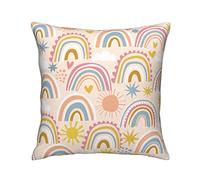 Federe Cuscino Watercolor Rainbow Cute Love Heart Sun Hand Drawn Colorful Painting Copri Cuscini Moderna Protettore per Cuscino Decorazione Federe Cuscini per Divano Auto Casa 45X45 CM