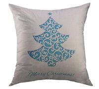 Federe Cuscino White Modern Blue Christmas Tree Star for Holiday Beautiful Applique Abstract Bright Copri Cuscini Morbido Cuscino Copricuscini per Letto 45X45 Cm