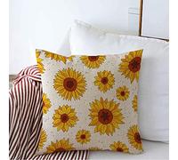 Federe Cuscino White Village Pattern Abstract Seed Sunflowers On SummerTime Warmth Nature Trend Circuit Yellow Copri Cuscini Lavabile Cuscino Copricuscini per Letto 45X45 CM