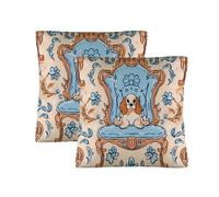 Federe De Cuscini Chinoiserie Dog Copri Cuscino Set 2 Lavabili Cerniera Invisibile Fodera per Cuscino per Divano Sedia Salotto 45X45Cm
