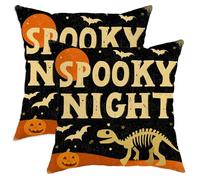 Federe De Cuscini Halloween Black Spooky Night Copri Cuscino Set 2 Cerniera Invisibile Decorative Fodera per Cuscino per Balcone Divano Casa 45X45Cm