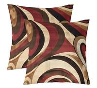 Federe De Cuscini Stripes Circle Burgundy Brown Abstract Geometric Set of 2 Resistenti Fodere Cuscini Decorativi per
