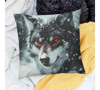 Federe De Cuscini Wolf Snow Red Eyes Set of 2 Morbida Federe per Cuscini per