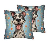Federe Decorative 45X45Cm Set 2 Copri Cuscino Lavabili Federe Cuscini per Esterno Salotto Casa Fun Dogs