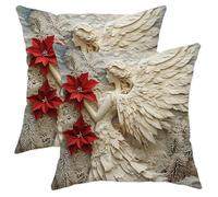 Federe Decorative Christmas Angel Aesthetic Xmas Holiday Funny Relief Religious Set of 2 Resistenti Federe Cuscini per