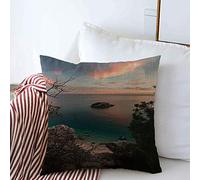 Federe decorative per cuscini, motivo: tramonto, blu, viaggio, oceano, paesaggio, dal parco, Arrabida, parchi, nuvole, vista, bellezza, cielo all'aperto, cuscini quadrati, cuscini, divano, p