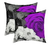 Federe Decorative Rose Purple Rose Flower Romantic Flowers Set of 2 Lavabili Federe Cuscini per