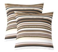 Federe Decorativo Brown Grey White Stripes Geometric Art Abstract Set of 2 Morbida Federe De Cuscini per