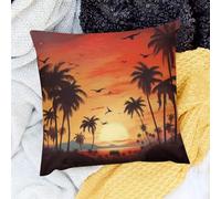 Federe Decorativo Palm Trees Birds Sunsetmodern And Set of 2 Traspirante Federe De Cuscini per