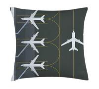 Federe Decorativo Port Aviation Simple Illustration of Parked Planes Landed in Field Set of 2 Morbida Federe De Cuscini per