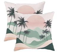 Federe Decorativo Sun Peach And Green Mountain Landscape Set of 2 Cerniera Invisibile Federe per Cuscini per