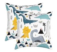Federe dinosauro 45 x 45 cm bambini Dino federa ragazzi ragazzi ragazze Kawaii carino cartone animato animale cuscino decorativo decorazione Dino cuscini decorativi divano set di 2