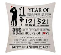 Federe per anniversario di matrimonio stampate con anni e giorni specifici, realizzate in lino e realizzate per celebrare occasioni memorabili per coppie e famiglie (#1)