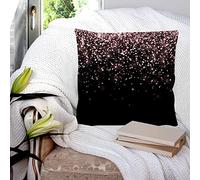 Federe per Cuscini 45x45 cm,Scintillio di caduta dell'oro rosa su priorità bassa nera, Fodera per Cuscino con poliestere Quadrato Federa Cerniera Invisibile per Casa,Ufficio,Esterno,Camera da letto