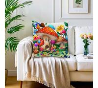 Federe per cuscini a forma di fungo con riccio e coniglio, regali decorativi per divano, letto, fattoria rurale, decorazione per la casa e il soggiorno