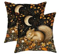 Federe per cuscini autunnali vintage con motivo scoiattolo e cerniera, morbide e traspiranti federe per cuscini da giardino autunnali, set da 2, 16x16, estetiche e decorative in velluto per divano, v