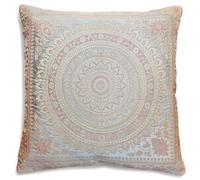 Federe per cuscini Banarsi, in seta, stile etnico, con mandala indiano, 40,6 x 40,6 cm Grey
