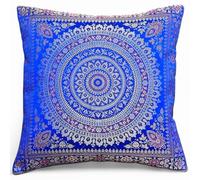 Federe per cuscini Banarsi, in seta, stile etnico, con mandala indiano, 40,6 x 40,6 cm Royal Blue