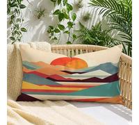 Federe per Cuscini Colore arancione, Cuscini da Esterno Impermeabile 40x80 cm Paesaggio Aspetto Lino, Stampa Fronte-Retro con Cerniera Invisibile, Decorazione per Divano Giardino e Balcone, A*432