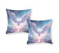 Federe per cuscini con ali angeliche incantate, confezione da 2, cuscini decorativi di qualità alberghiera di alta qualità per divano, poltrona/camera da letto, 16"x16"