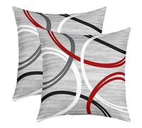 Federe per cuscini con motivo geometrico astratto a cerchi rossi, neri e bianchi, per bambini, adolescenti e adulti, stile semplice e alla moda, morbide, per sedie da ufficio, confezione da 2, 45,7 x