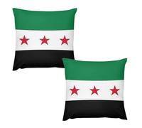 Federe Per Cuscini Con Stampa Della Bandiera Della Repubblica Di Siria 60×60 Cm Stile Bandiera Nazionale Moderne Decorative Per Divano Patio Arredamento Per La Casa Set Da 2