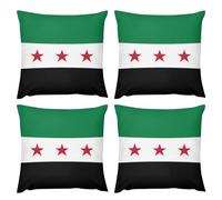 Federe Per Cuscini Con Stampa Della Bandiera Della Repubblica Di Siria 60×60 Cm Stile Bandiera Nazionale Moderne Decorative Per Divano Patio Arredamento Per La Casa Set Da 4