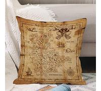 Federe per Cuscini, Cuscini Divano Fodera,Mappa dettagliata del tesoro dei pirati su un vecchio in rovina,Per Cuscino Federa per Divano Casa Soggiorno Camera da Letto Decorazione per Interni 45x45cm