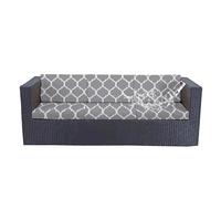 Federe per cuscini da patio impermeabili, copridivano da esterno elasticizzato con stampa floreale per arredamento, rivestimento lavabile e riutilizzabile per sedia(Flower F,M)