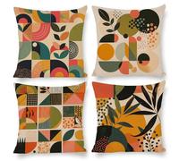 Federe per Cuscini Decorativi 40x40 cm Set di 4 Velluto Copricuscini, Esterni Giardino cuscino, Geometria semplicissima Motivi, Perfetti per Decorare Divani, Letti, Adatti a Tutte le Stagioni v-419