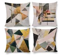 Federe per Cuscini Decorativi 45x45 cm Set di 4 Velluto Copricuscini, Esterni Giardino cuscino, Geometria astratta Motivi, Perfetti per Decorare Divani, Letti, Sedie, Adatti a Tutte le Stagioni v-387