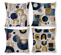 Federe per Cuscini Decorativi 45x45 cm Set di 4 Velluto Copricuscini, Esterni Giardino cuscino, Geometria astratta Motivi, Perfetti per Decorare Divani, Letti, Sedie, Adatti a Tutte le Stagioni v-390