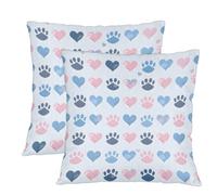 Federe per cuscini decorativi in lino con cuore e di cane, set di 2, 16x16 pollici, morbide federe quadrate, per la casa, il soggiorno, la camera da letto, il divano