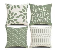 Federe per cuscini, federe per cuscini 40 x 40 set di 4 federe quadrate verde scuro fodere per cuscini 16 x 16 pezzi confezione da 4 per patio esterno giardino Blench soggiorno divano arredamento