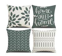 Federe per cuscini, federe per cuscini 45 x 45 set di 4 federe quadrate verde scuro fodere per cuscini 16 x 16 pezzi confezione da 4 per patio esterno giardino Blench soggiorno divano arredamento