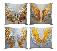 Federe per Cuscini Fiore Ala degli Angeli 80x80cm Copricuscini Decorativi Primavera Estate Impermeabili Lino Federa per Cuscino Divano Letto Casa Patio Esterno Camera Decorazione Set di 4 q-584